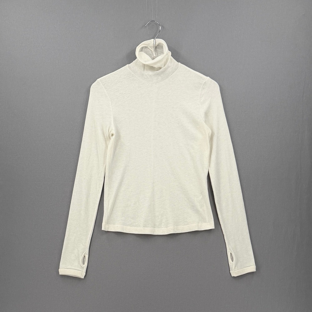 ENZA COSTA Cashmere New Classic Turtleneck Top Women Small Cream Long Sleeve NEW - Picture 3 of 15